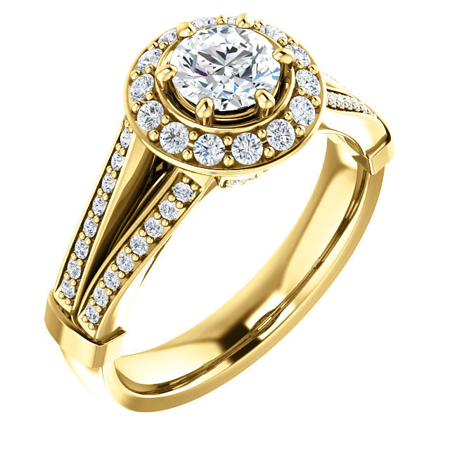 Round Halo Semi-Mount Engagement Ring - Michael E. Minden Diamond Jewelers