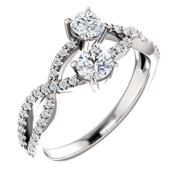 Two-Stone Stacking Twisted Engagement Ring - Michael E. Minden Diamond Jewelers