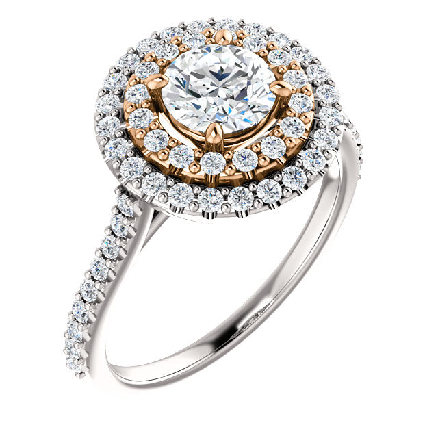 Double Halo Two-Tone Prong Set Engagement Ring - Michael E. Minden Diamond Jewelers