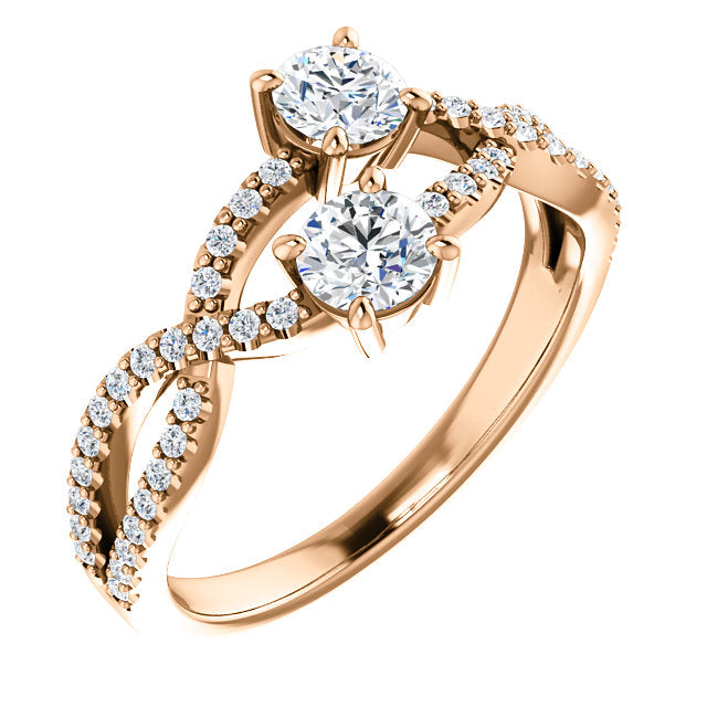 Two-Stone Stacking Twisted Engagement Ring - Michael E. Minden Diamond Jewelers