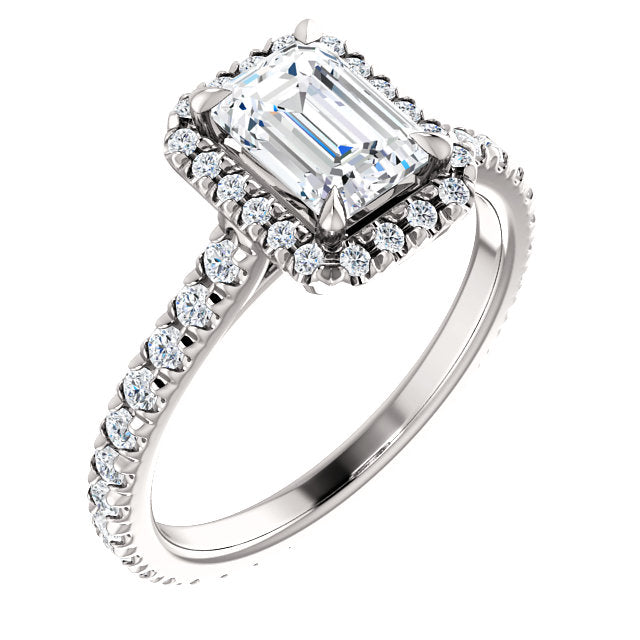 Emerald Halo Eternity Set Engagement Ring - Michael E. Minden Diamond Jewelers