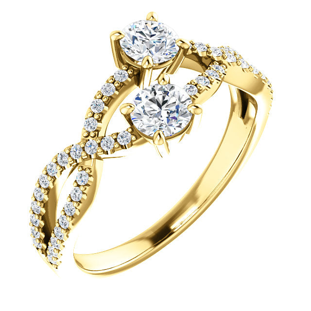 Two-Stone Stacking Twisted Engagement Ring - Michael E. Minden Diamond Jewelers