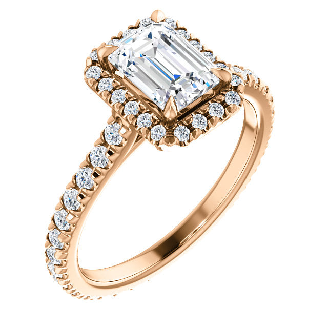 Emerald Halo Eternity Set Engagement Ring - Michael E. Minden Diamond Jewelers