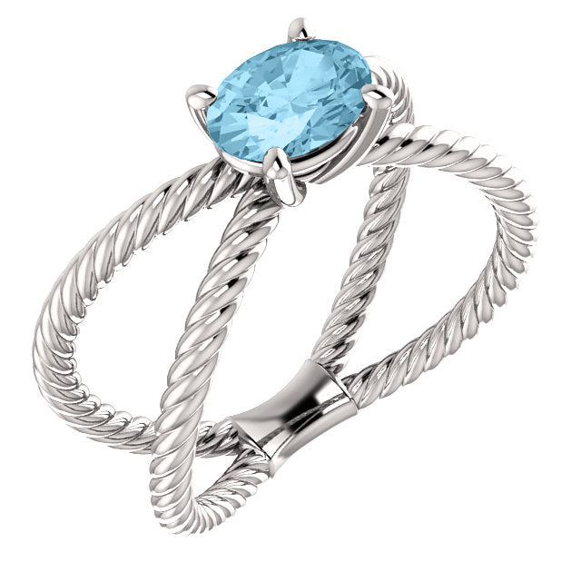 Colored Stone 'X' Rope Twisted Ring - Michael E. Minden Diamond Jewelers