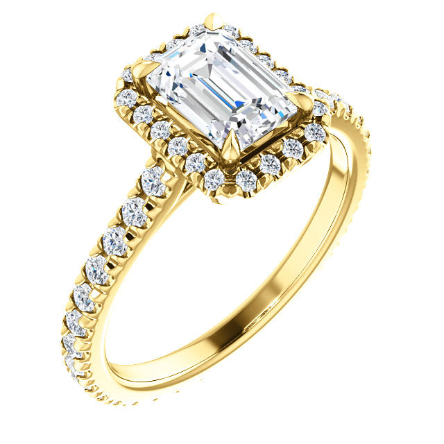 Emerald Halo Eternity Set Engagement Ring - Michael E. Minden Diamond Jewelers