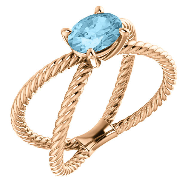 Colored Stone 'X' Rope Twisted Ring - Michael E. Minden Diamond Jewelers