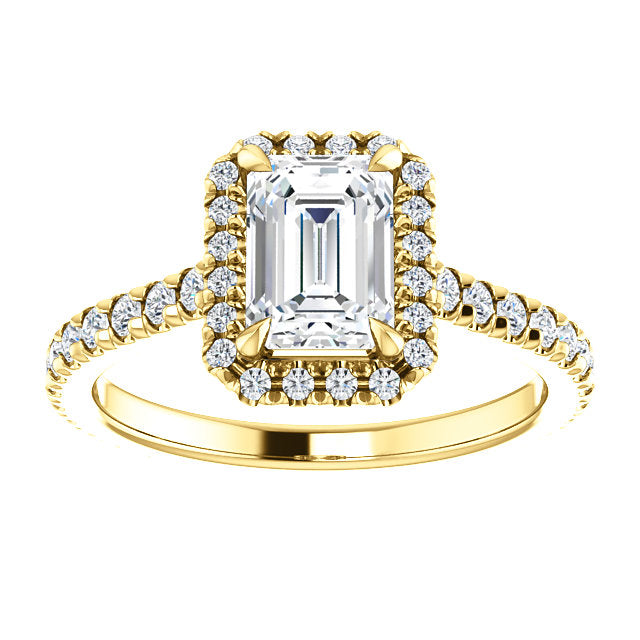 Emerald Halo Eternity Set Engagement Ring - Michael E. Minden Diamond Jewelers