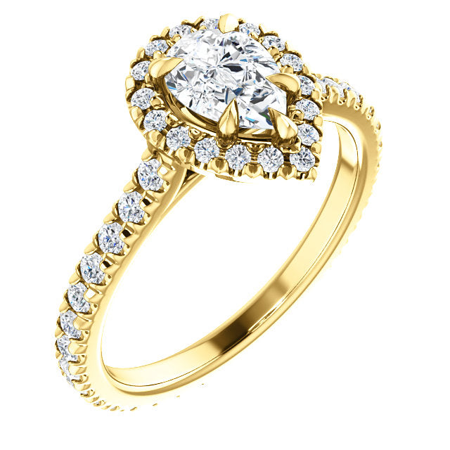 Pear Halo Eternity Set Engagement Ring - Michael E. Minden Diamond Jewelers