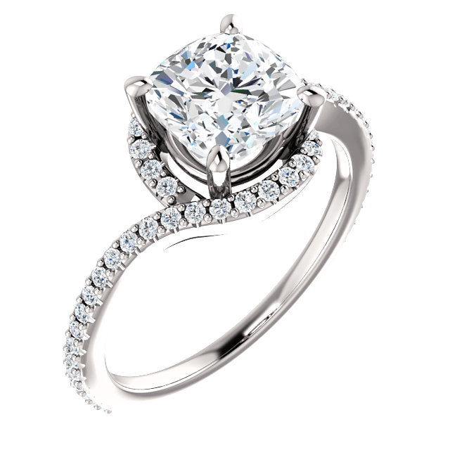 Cushion Cut Wrapped Halo Engagement Ring - Michael E. Minden Diamond Jewelers