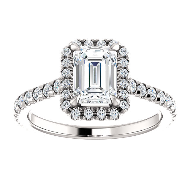 Emerald Halo Eternity Set Engagement Ring - Michael E. Minden Diamond Jewelers