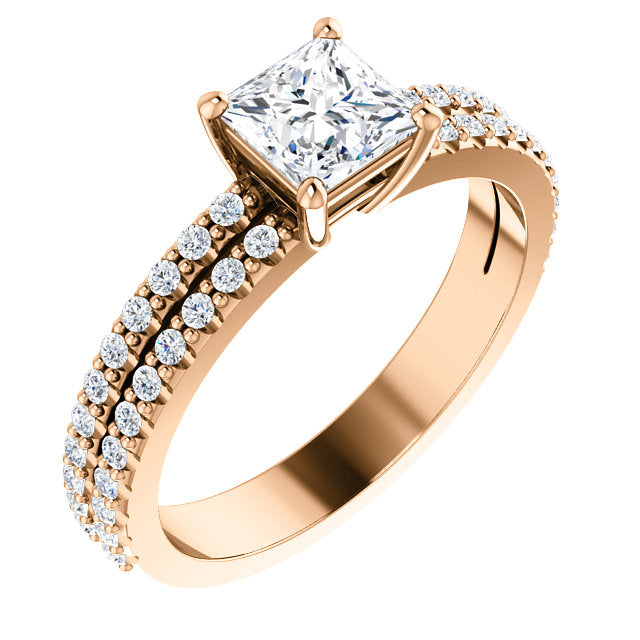 Princess Cut Double Row Engagement Ring - Michael E. Minden Diamond Jewelers