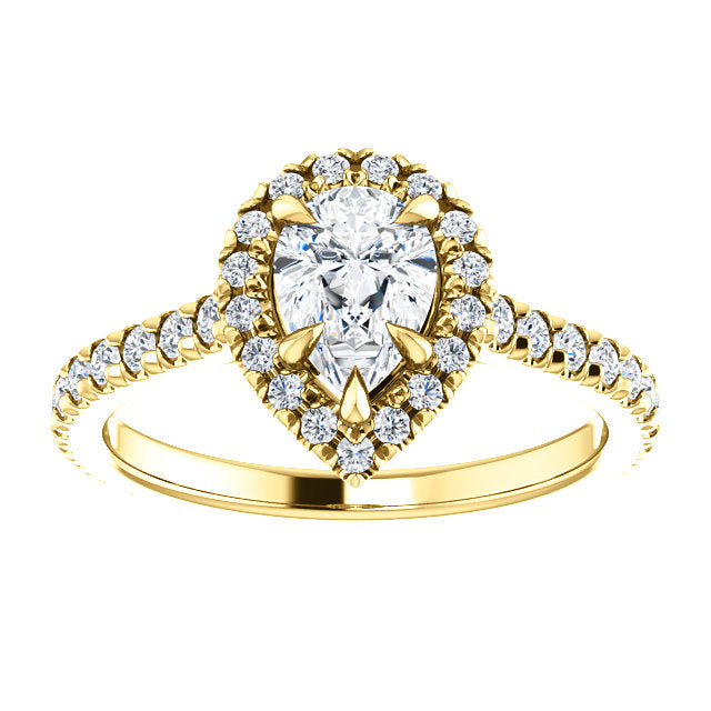 Pear Halo Eternity Set Engagement Ring - Michael E. Minden Diamond Jewelers