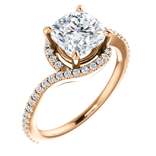 Cushion Cut Wrapped Halo Engagement Ring - Michael E. Minden Diamond Jewelers