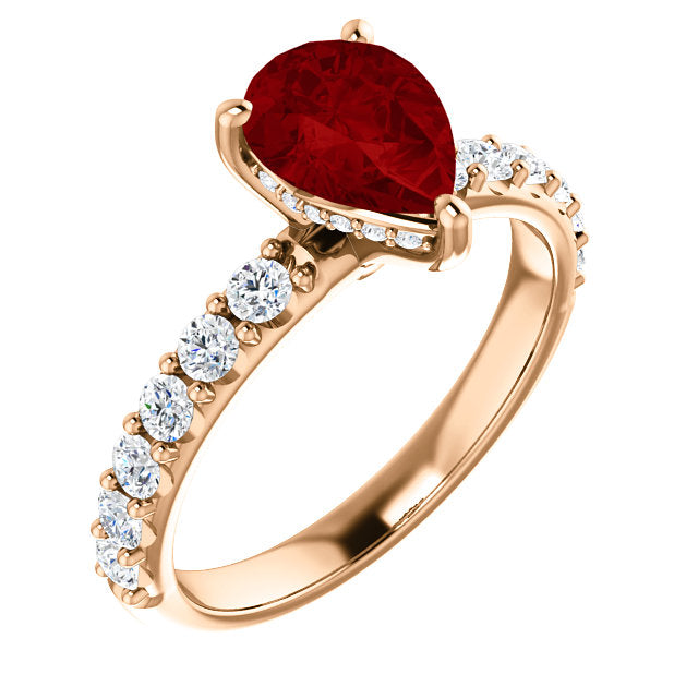 Colored Stone Pear Shape Engagement Ring - Michael E. Minden Diamond Jewelers