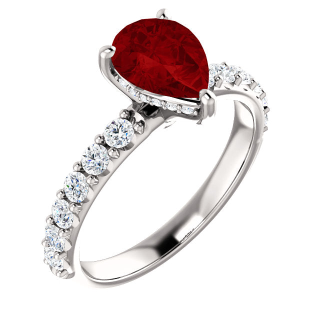Colored Stone Pear Shape Engagement Ring - Michael E. Minden Diamond Jewelers
