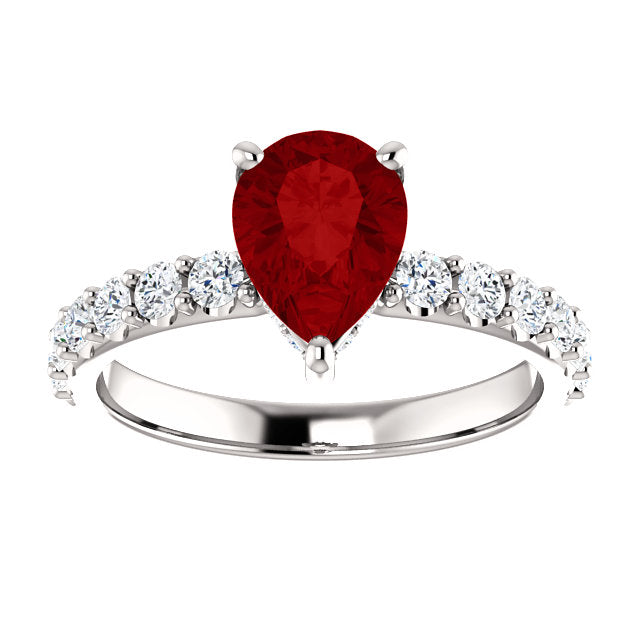 Colored Stone Pear Shape Engagement Ring - Michael E. Minden Diamond Jewelers