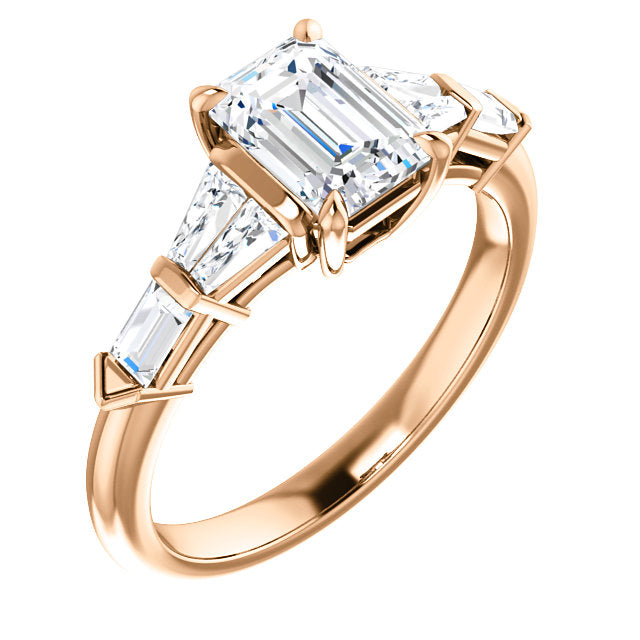 Emerald Detailed Side Stone Engagement Ring - Michael E. Minden Diamond Jewelers