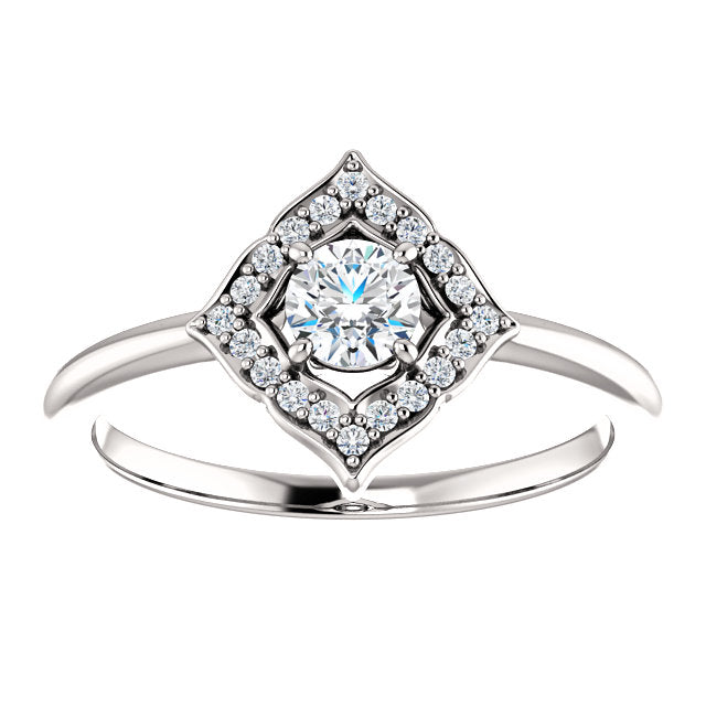 Halo Style Clover Engagement Ring - Michael E. Minden Diamond Jewelers