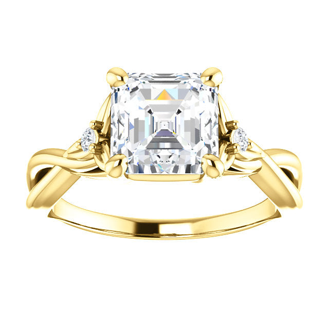Asscher Cut Twisted Detail Engagement Ring - Michael E. Minden Diamond Jewelers