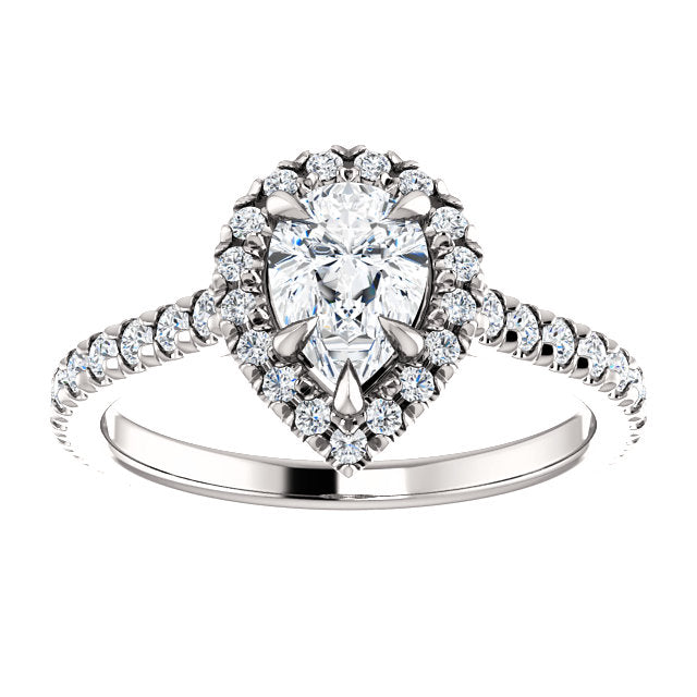 Pear Halo Eternity Set Engagement Ring - Michael E. Minden Diamond Jewelers