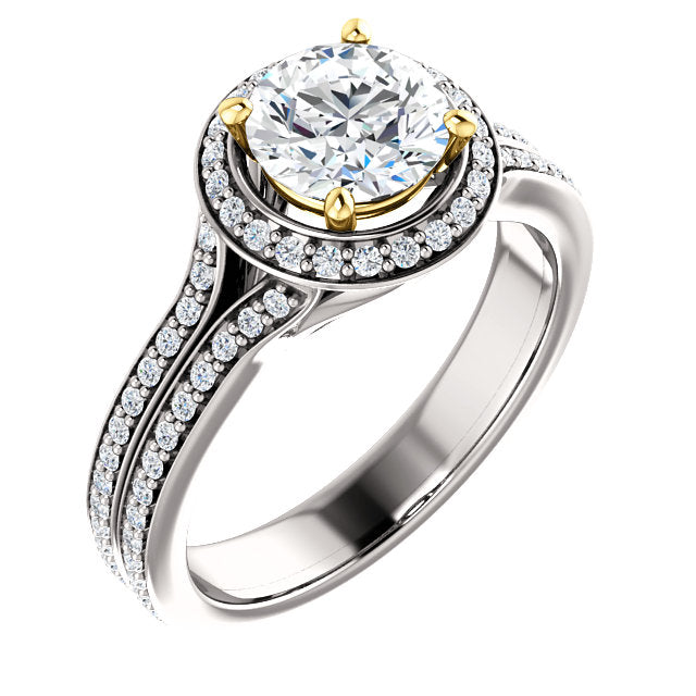 Round Cut Two-Tone Prong Engagement Ring - Michael E. Minden Diamond Jewelers