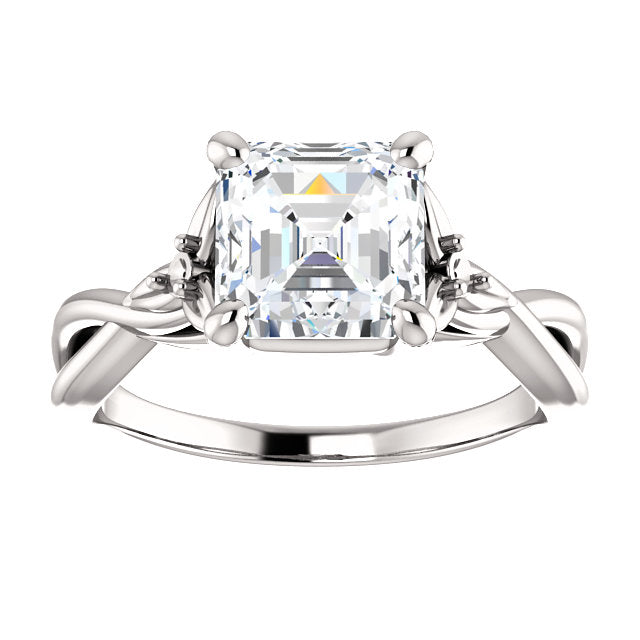 Asscher Cut Twisted Detail Engagement Ring - Michael E. Minden Diamond Jewelers