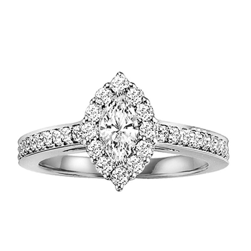Marquise Halo Semi-Mount Engagement Ring - Michael E. Minden Diamond Jewelers