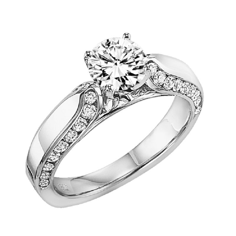 Round Diamond Detail Engagement Ring - Michael E. Minden Diamond Jewelers