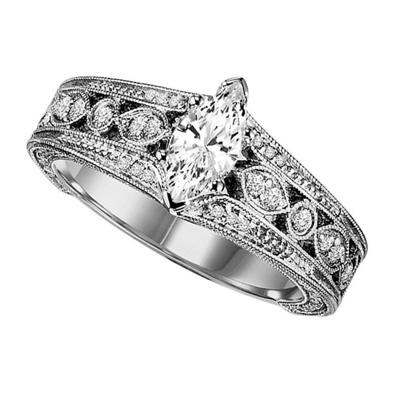 Vintage Style Marquise Statement Engagement Ring - Michael E. Minden Diamond Jewelers