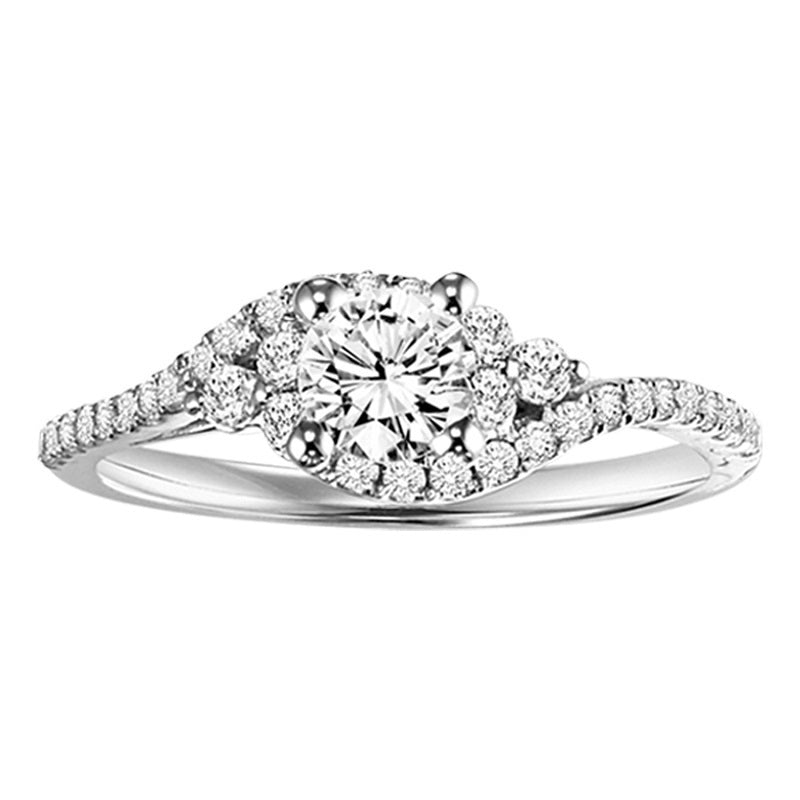 Round Wrapped Halo Engagement Ring - Michael E. Minden Diamond Jewelers