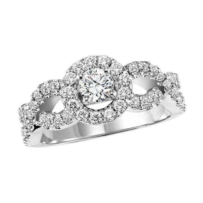 Round Halo Twisted Engagement Ring - Michael E. Minden Diamond Jewelers