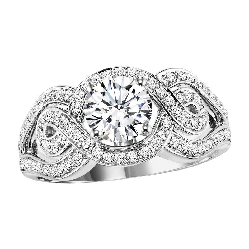 Round Swirled Halo Engagement Ring - Michael E. Minden Diamond Jewelers