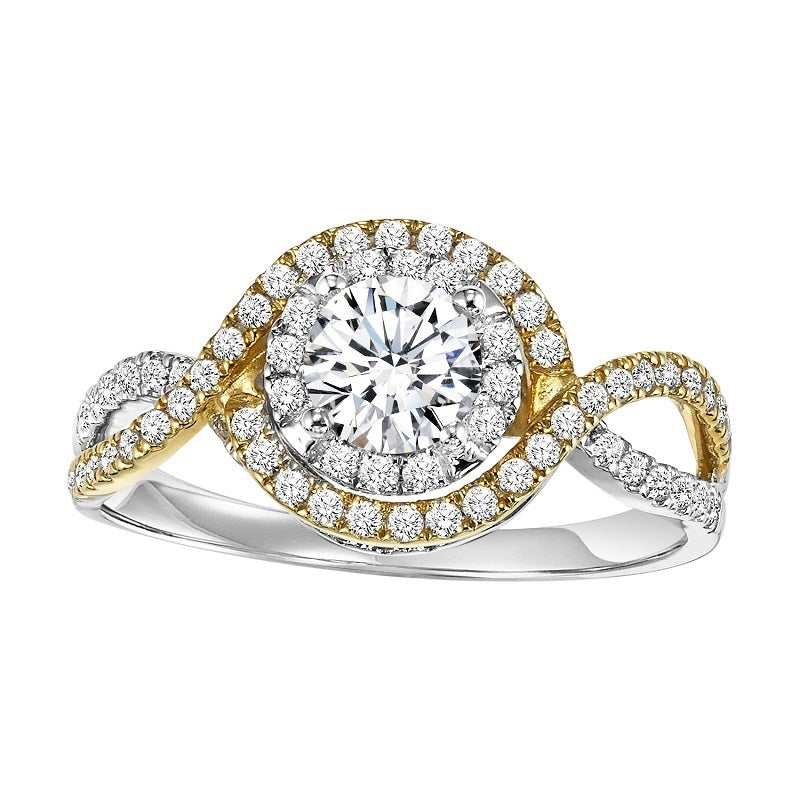 Two-Tone Wrapped Halo Engagement Ring - Michael E. Minden Diamond Jewelers