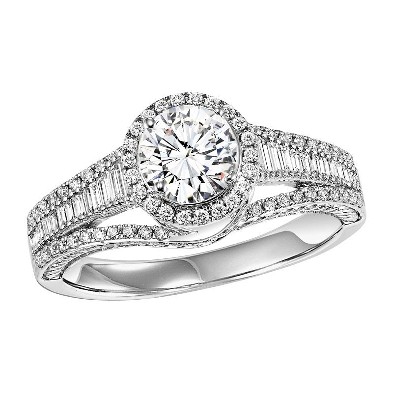 Round Halo with Emerald Setting Engagement Ring - Michael E. Minden Diamond Jewelers