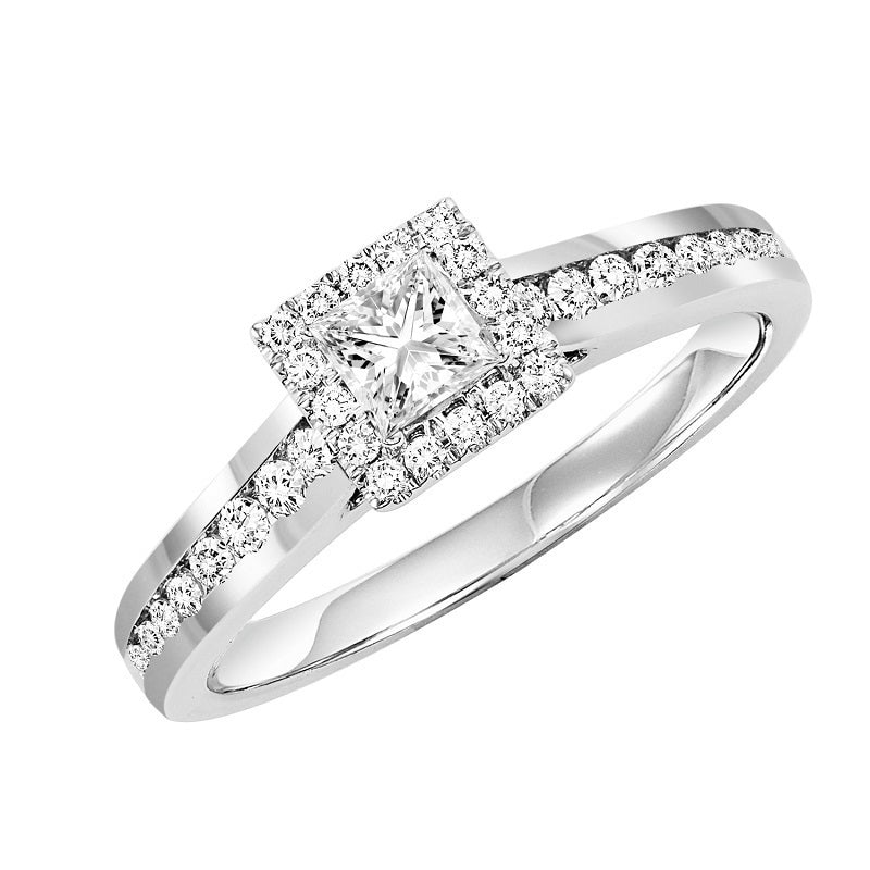 Princess Cut Halo Channel Set Engagement Ring - Michael E. Minden Diamond Jewelers