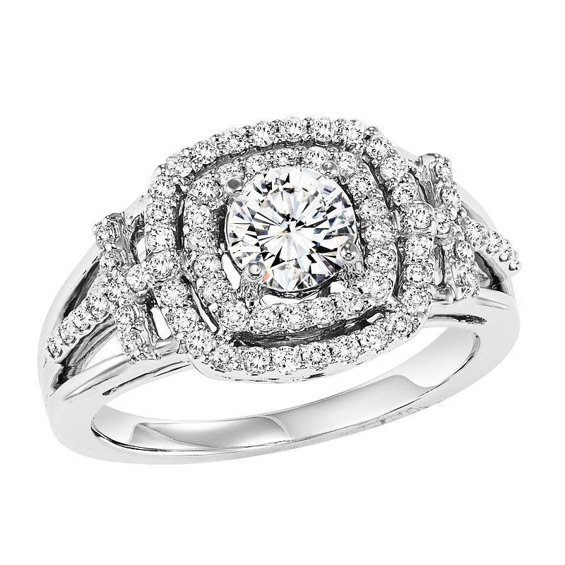 Double Halo Intricate Detail Set Engagement Ring - Michael E. Minden Diamond Jewelers