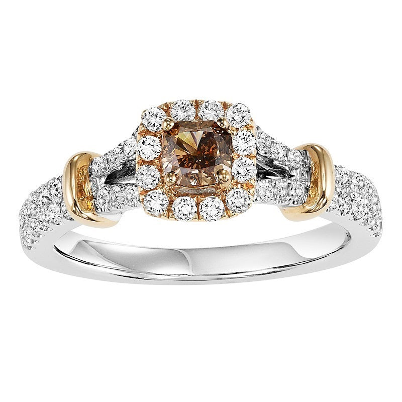 Colored Stone Tri-Tone Halo Engagement Ring - Michael E. Minden Diamond Jewelers