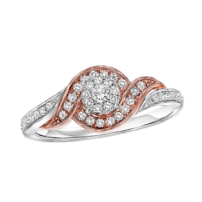 Round Two-Tone Wrapped Halo Engagement Ring - Michael E. Minden Diamond Jewelers