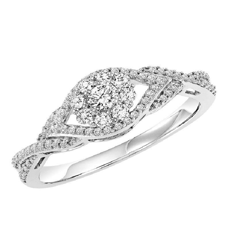 Round Cut Wide Set Halo Engagement Ring - Michael E. Minden Diamond Jewelers