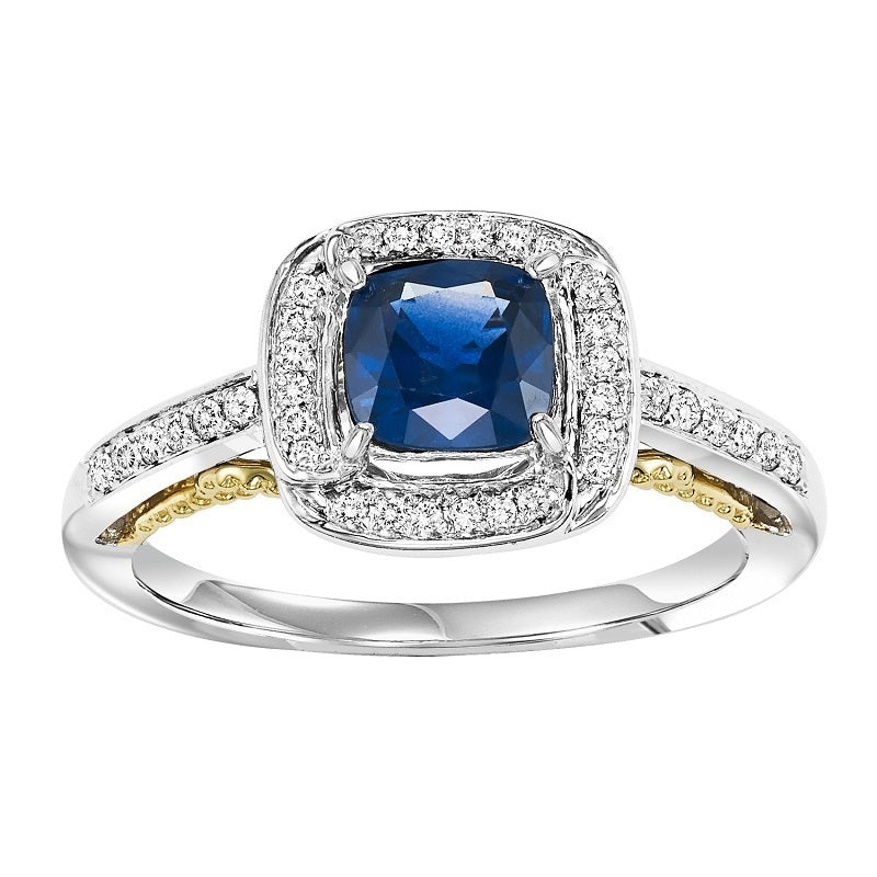 Colored Stone Two-Tone UnderGallery Engagement Ring - Michael E. Minden Diamond Jewelers
