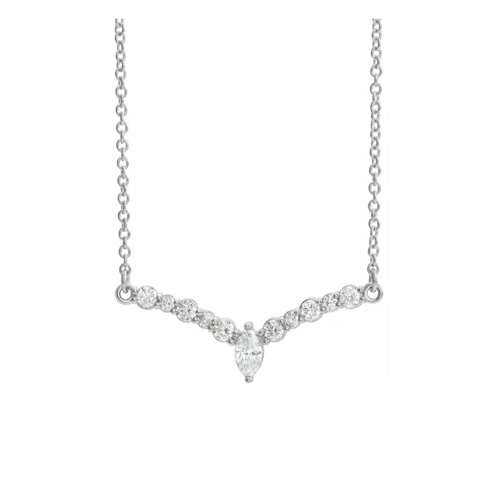 14K Petite Diamond V Necklace - Michael E. Minden Diamond Jewelers