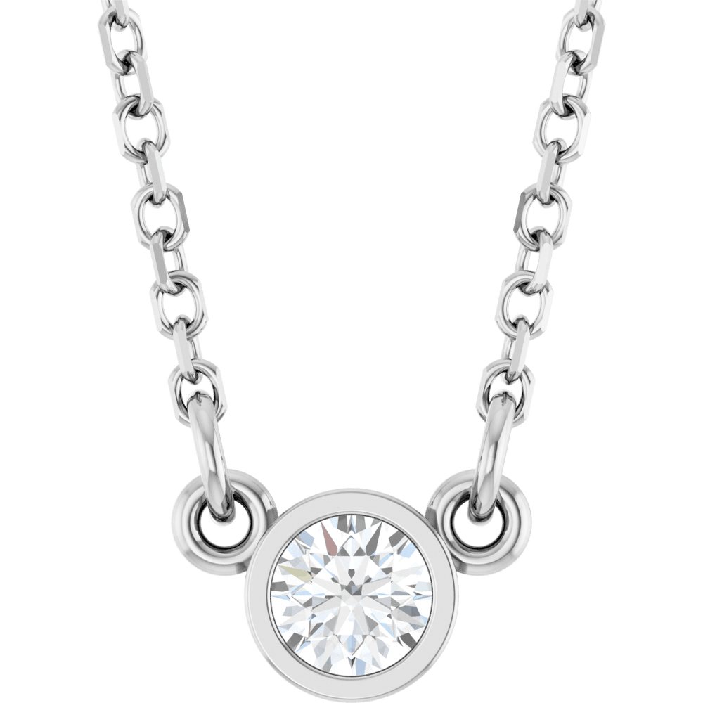 Round Bezel Set Diamond Necklace - Lab Grown