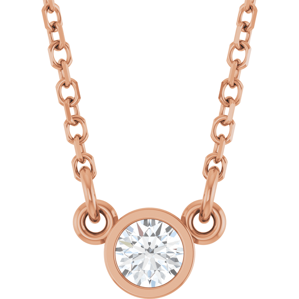 Round Bezel Set Diamond Necklace - Lab Grown