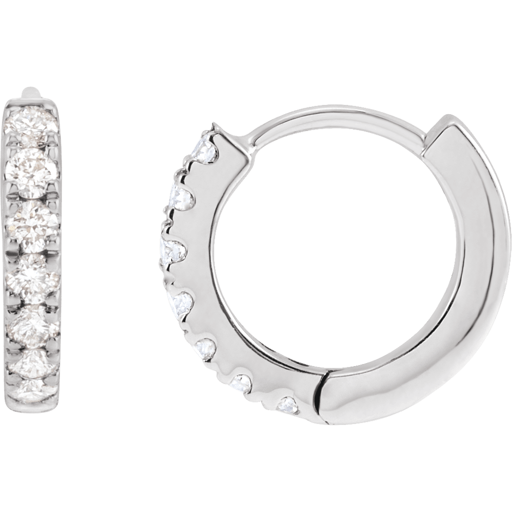 14K Classic Diamond Hoop Earrings - Lab Grown