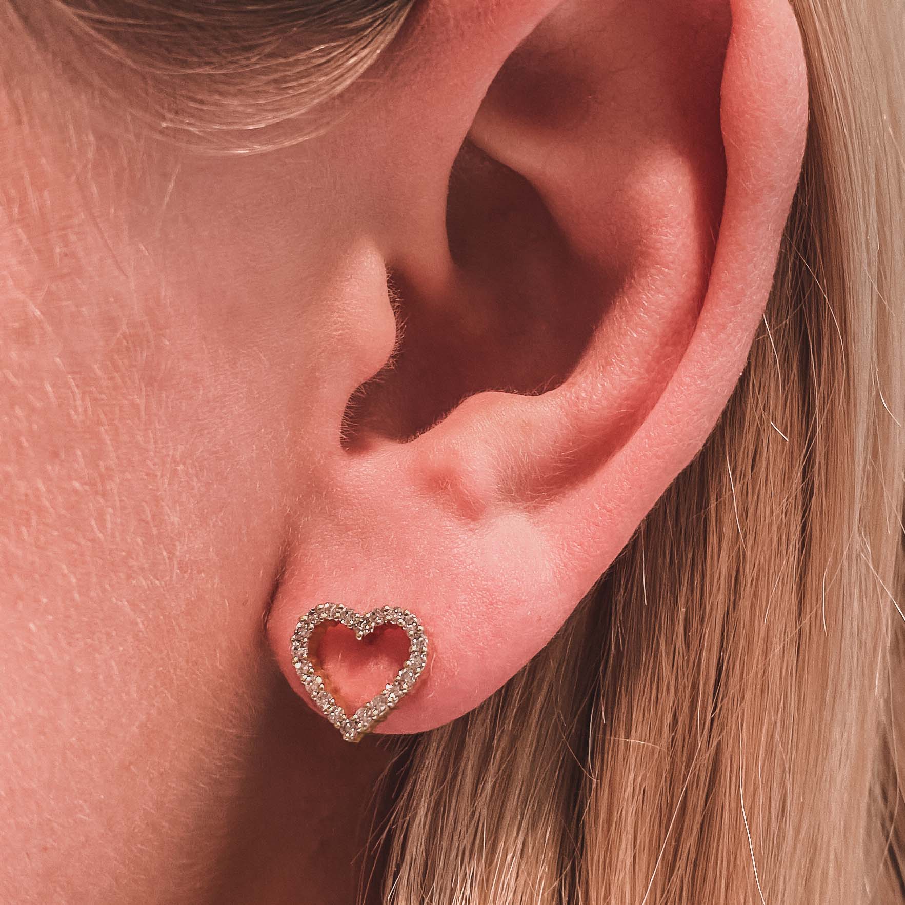 14K Open Heart Earrings