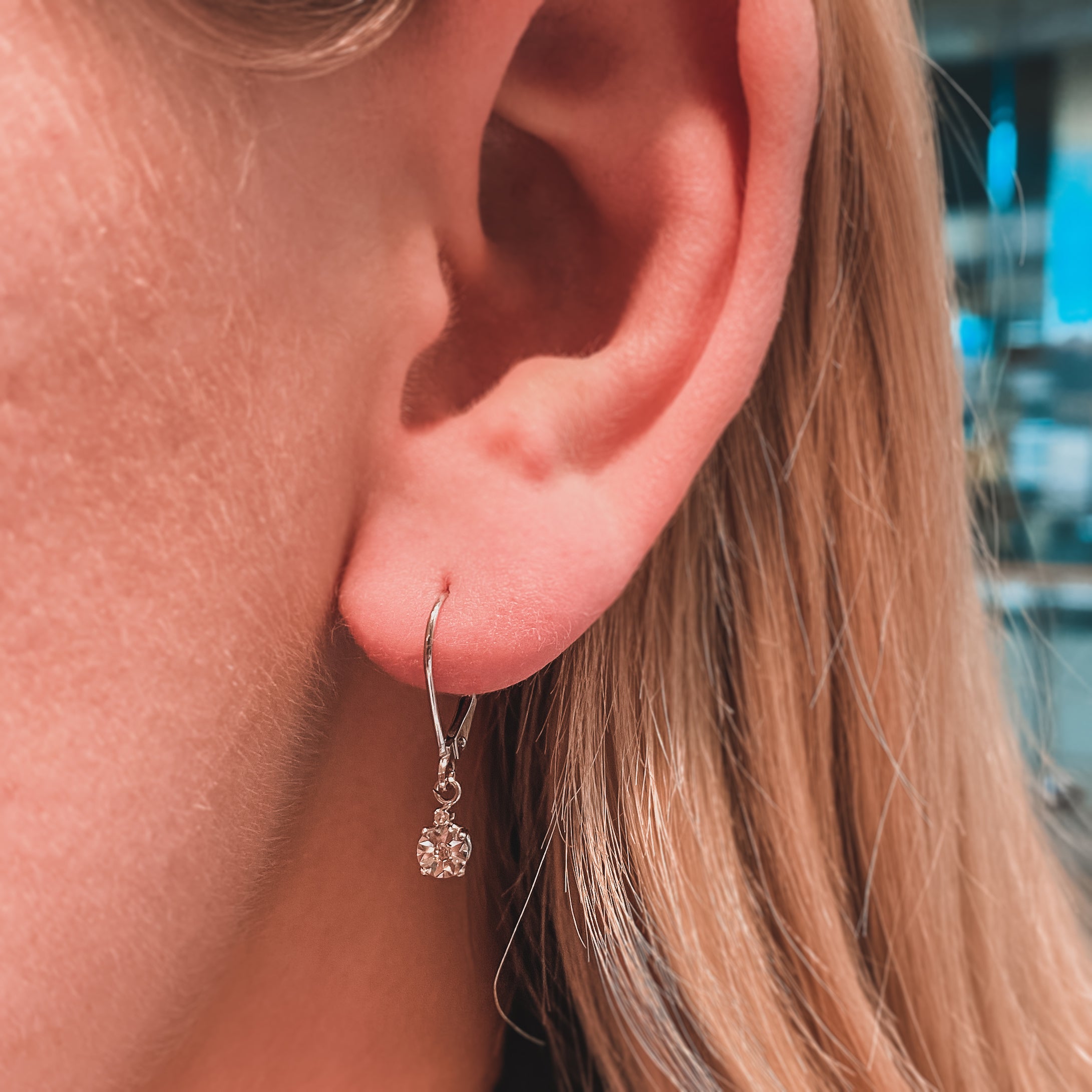 14K French Dangle Diamond Earrings