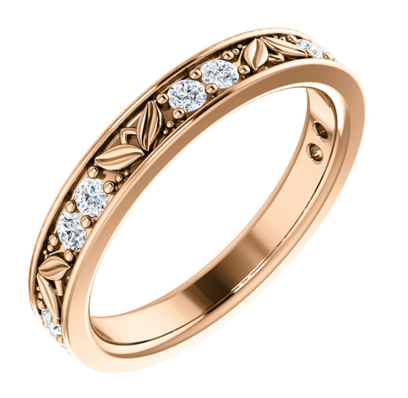 Diamond Leaf Wedding Ring - Michael E. Minden Diamond Jewelers