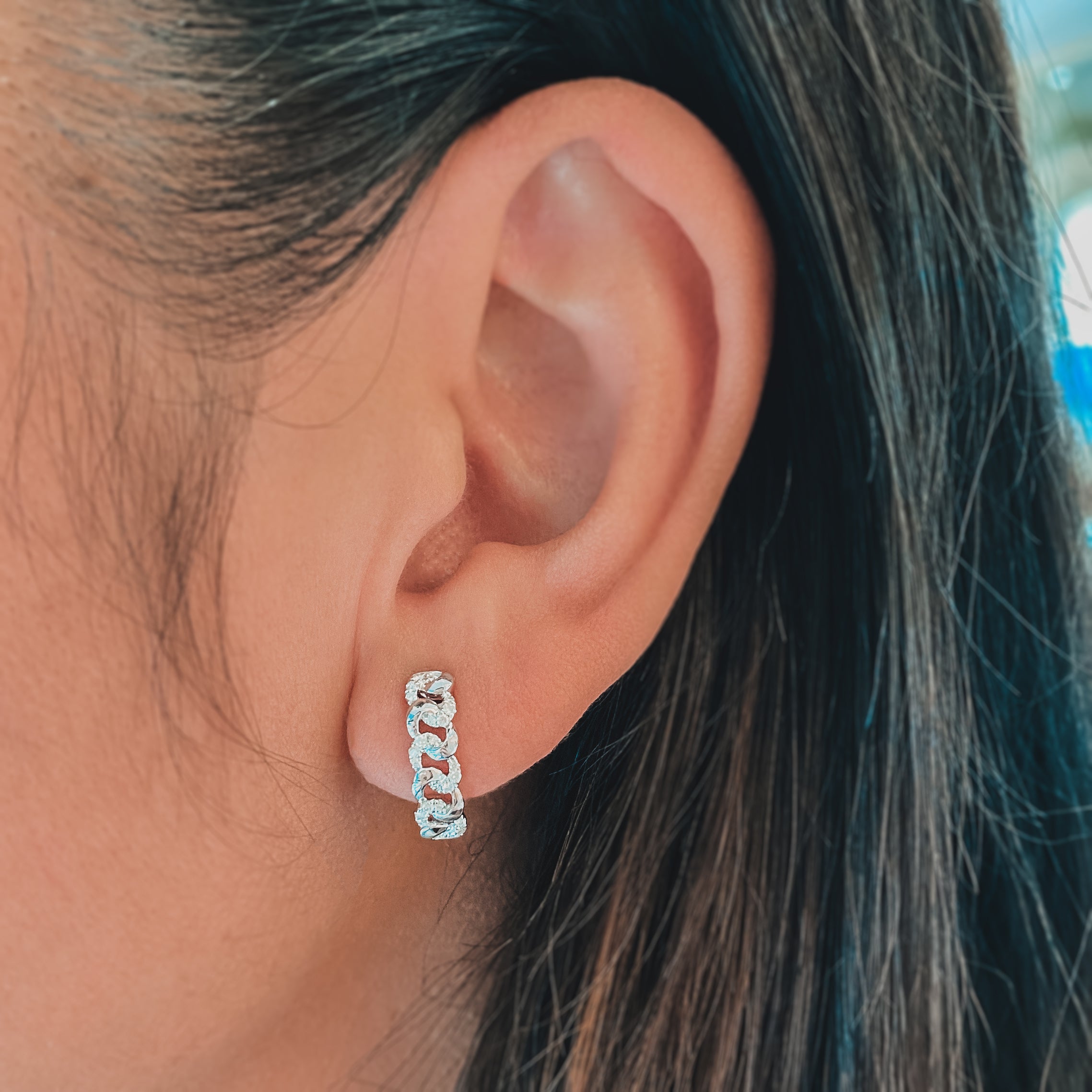 18K Pavé Cuban Link Earrings