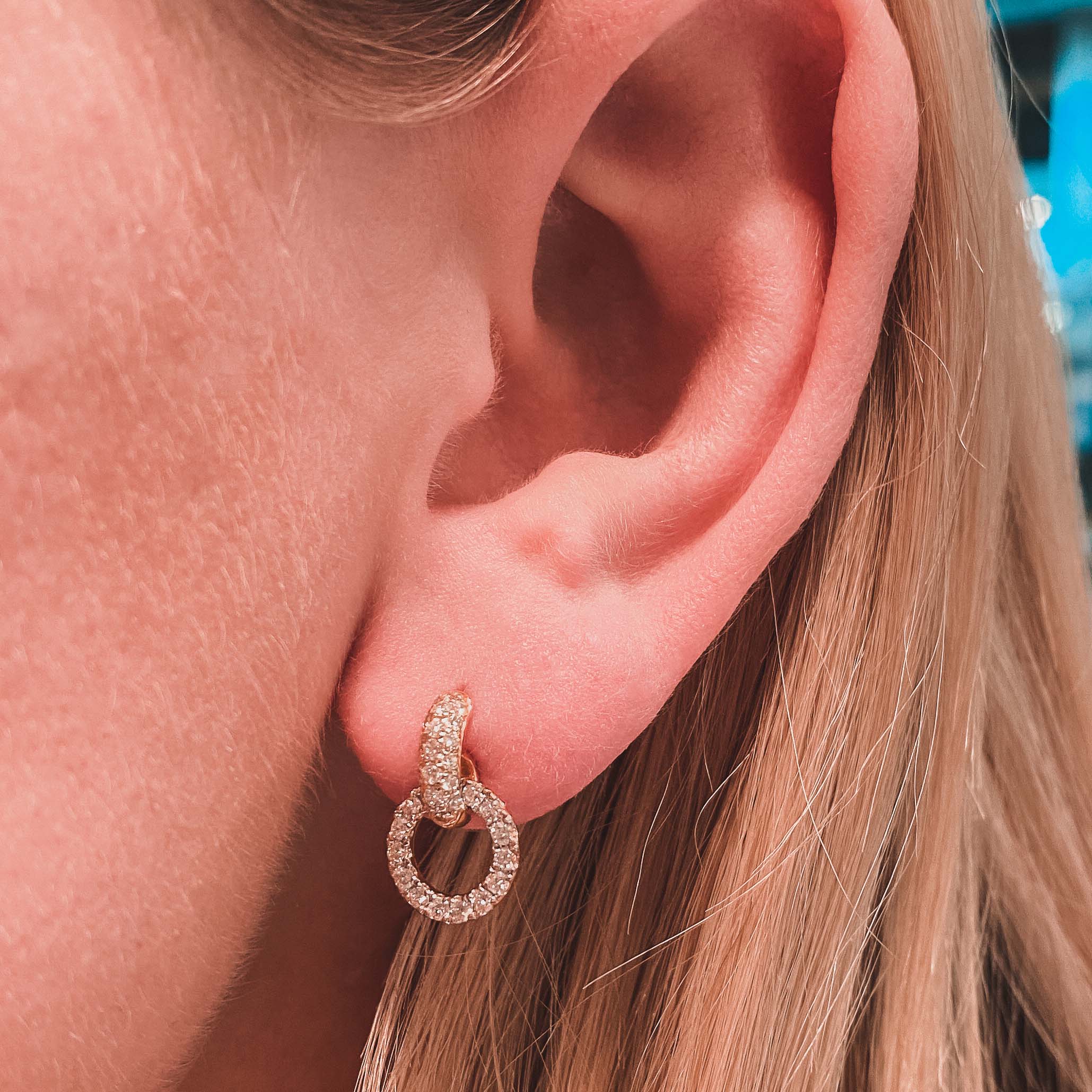 14K Pavé Interlocking Circle Earrings