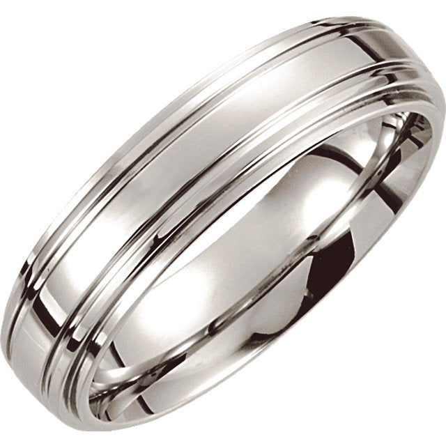 Cobalt Double Ridged Men's Wedding Ring - Michael E. Minden Diamond Jewelers
